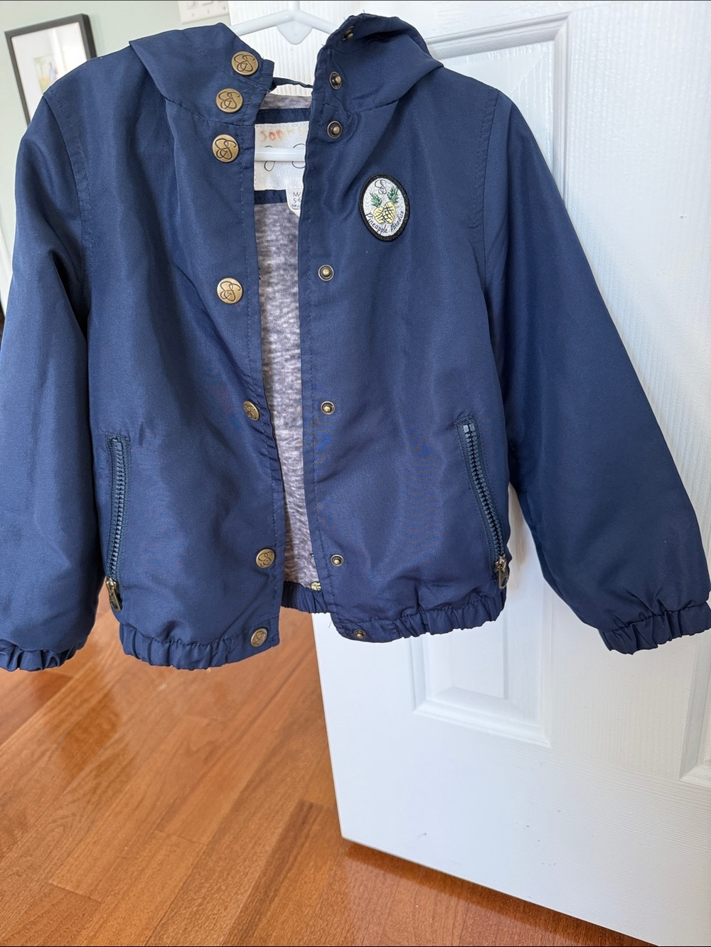 Jessica Simpson Navy Hooded Raincoat with Pineapple Patch